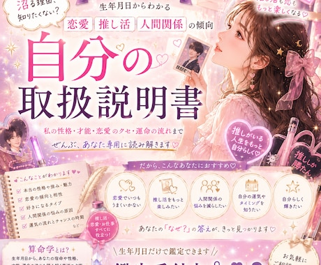 あなたがなぜその推しに沼るのかお教えします あなたの魅力を、 一緒に見つけていきましょう。 イメージ1