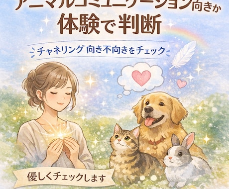 アニマルコミュニケーション向きか体験チェックします これ）テキスト体験／通話なし／向き不向きを正直にお伝えします イメージ1
