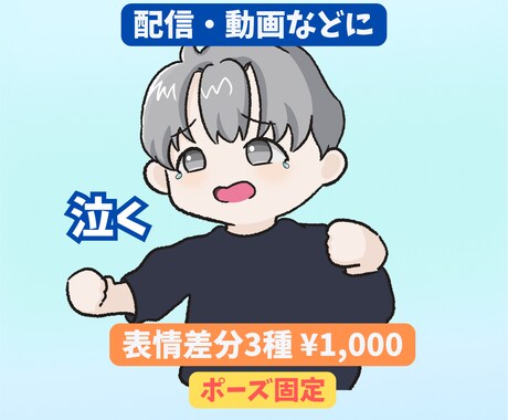 ゆるっとミニキャラ(表情差分3種セット)描きます 配信・SNSで使いやすい表情差分付きSDです イメージ2