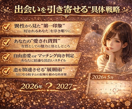 運命の人と出会う時期◆出会いの好機を徹底解説します あなたの愛され資質を解明。2027年までの出会いルート イメージ2