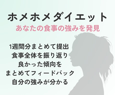 管理栄養士があなたの1週間分の食事を褒めます あなたの食事の強みを発見　ホメホメダイエット イメージ2