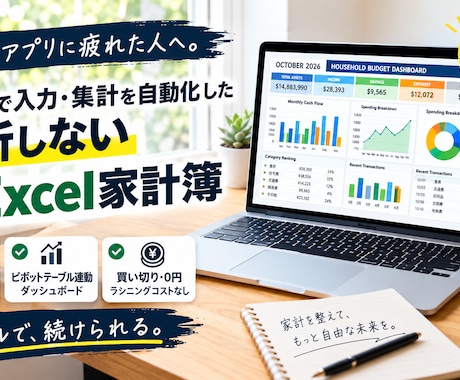 全自動Excel家計簿のカスタマイズ承ります お使いの銀行・クレカをCSV一括取込に対応！ イメージ1