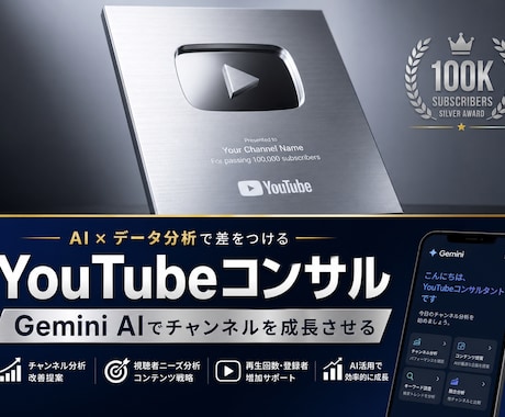 銀盾YouTuberがサムネを激変させます サムネ「感情着火」添削＆AI Gem特典付（60分） イメージ1