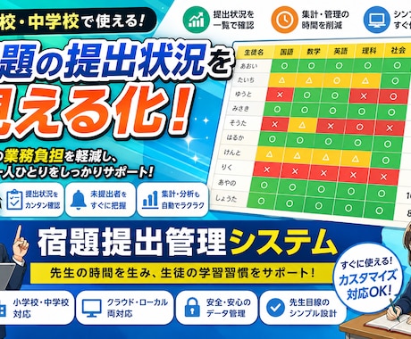 先生必見！宿題提出管理を自動化します 提出状況を見える化し業務を効率化 イメージ1