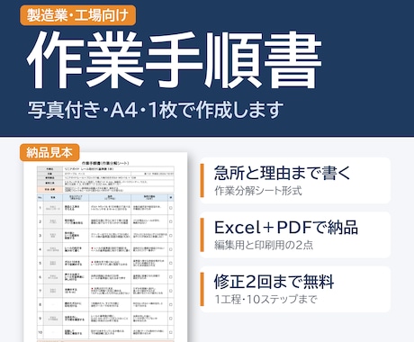 製造業の作業手順書を写真付きで作成します イメージ1