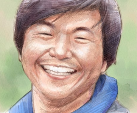 似顔絵作成 水彩風の似顔絵をお描きします 水彩風デジタル着色タイプです。 イメージ2