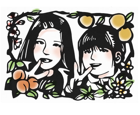 切り絵風の似顔絵制作いたします 大切な思い出を、世界にひとつの切り絵風似顔絵に。 イメージ2