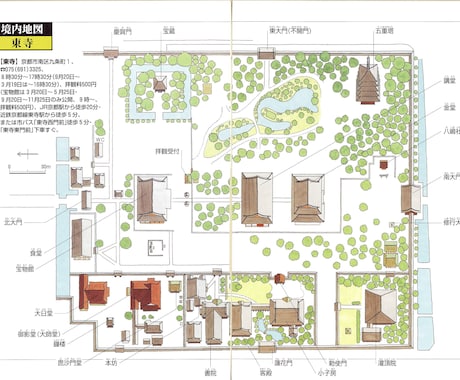 寺や神社の境内図制作します 印刷物やホームページなどに使用するお寺