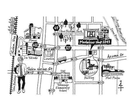 線画イラスト入りの地図を作ります 温かみのあるイラストマップをお探しの方に！ イメージ2