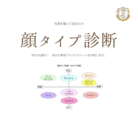 オンラインで顔タイプ診断をします あなた専用の説明書を作成します。※女性限定 イメージ1