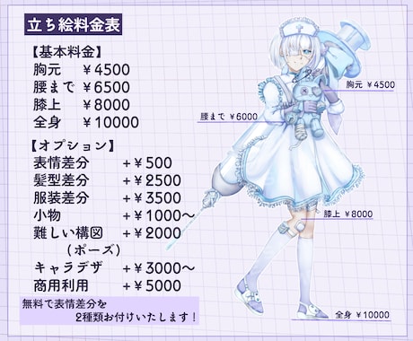 先着2名様1000円OFF！立ち絵を制作致します 厚塗りで迅速丁寧なイラストをお届け！表情差分2種類無料！ イメージ2