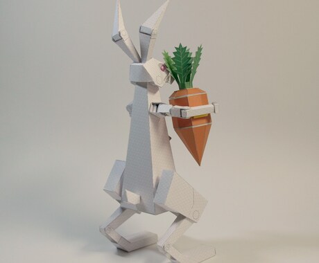 ウサギ「Rab-S」のペーパークラフトを販売します 高さ20～25cm。紙製。関節により腕や足、耳の角度を可変。 イメージ2