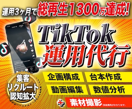 総再生数2200万超がTikTok運用代行致します 競合が始める前に!プロが集客・認知拡大・リクルート等支援! イメージ1