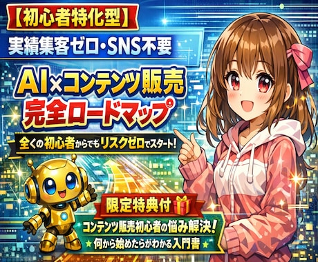 初心者向けコンテンツ販売ロードマップ教えます 作れない・時間がないをAIで解決。初心者向け収益化ステップ イメージ1
