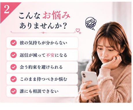 初回お試し！彼との悩み「電話」でお答えします 男性心理についてまとまらないモヤモヤを一緒に整理します イメージ2