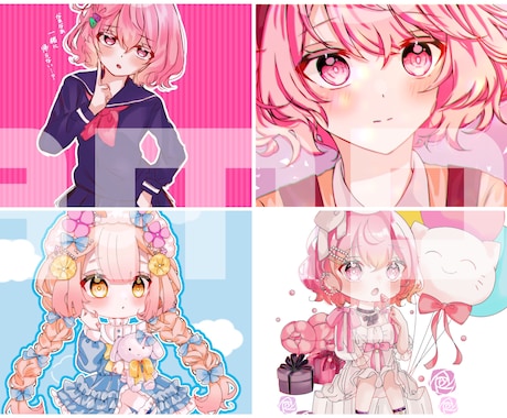 snsアイコン､ヘッダー､サムネ､夢絵などます 可愛くてラブリーな女の子を描くのが得意です イメージ2