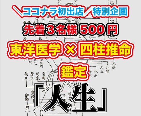 四柱推命×東洋医学（鍼灸師)◤人生◢を鑑定します ★ココナラ初出店★500円で販売★東洋医学歴25年★ イメージ1