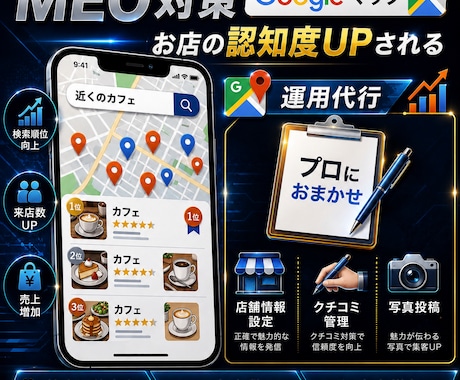 1ヶ月間、プロがMEO対策の上位表示対策をします 店舗集客のプロがGoogleビジネスプロフィール最適化！ イメージ1
