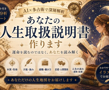 多占術で人生を深層解析します あなたの本質、才能、運命の流れをイラストで紐解きます。 イメージ1