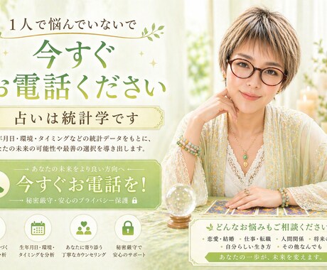 メンタルカウンセリング付きの占いをしています 悩見込む前に先ずは話してみてください！ イメージ1