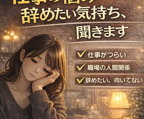 仕事がつらい・辞めたい…その本音、聞きます 看護師以外の職種の方へ仕事に疲れた心、優しく受け止めます イメージ1