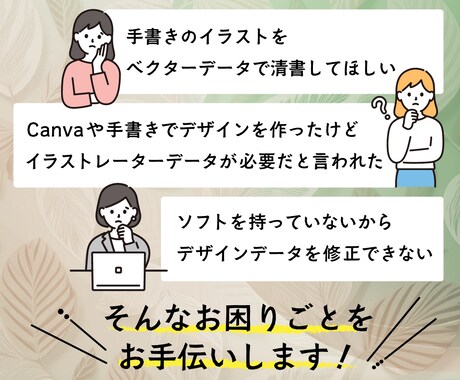 イラストレーターデータ・ベクターデータを制作します イラスト・ロゴ・デザインデータを書き起こします イメージ2
