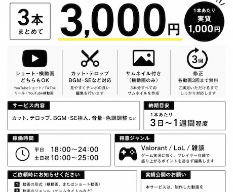 3本3千円！実績公開限定。サムネ付で切り抜きます 1本千円！Valorant等ゲーム実況・雑談が得意です イメージ2