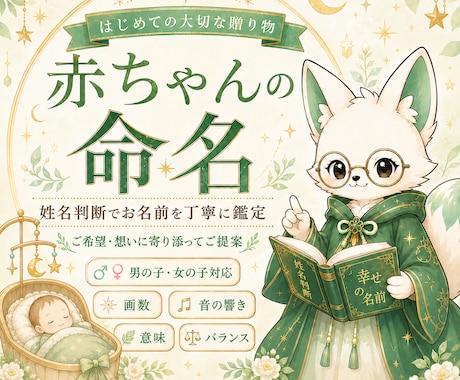 赤ちゃんの命名・姓名判断をお手伝いします 候補3案とPDF鑑定書を7日以内にお届けします イメージ1