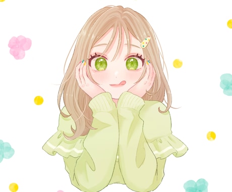 ふんわり可愛いアイコンを描きます 優しい雰囲気で制作します♪各種SNSなどにどうぞ イメージ2