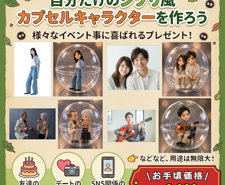 ジブリ風の「可愛い3Dキャラクター」画像にします 雰囲気そのままにジブリ風全身3Dキャラクターを提供 イメージ1