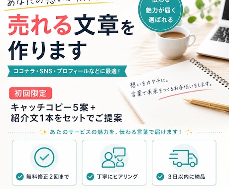 初回限定・キャッチコピー5案+紹介文作成します イメージ1
