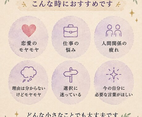 今すぐ聞きたいモヤモヤ。24時間以内にお返事します オラクルカードで今必要なヒントをやさしくお届け イメージ2
