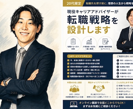 20~30代限定/転職戦略を設計します 転職先を探す前に、理想の人生から「転職戦略」を一緒に考えます イメージ2
