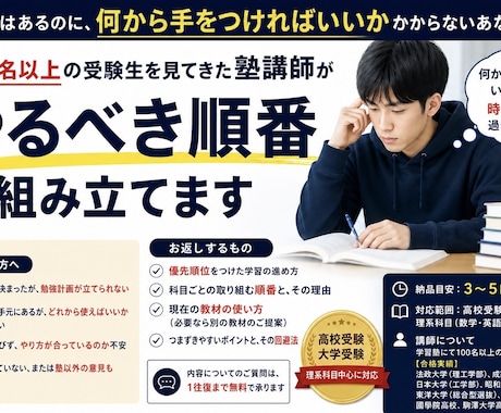 元塾講師が、受験勉強の進め方を一緒に整理します イメージ1