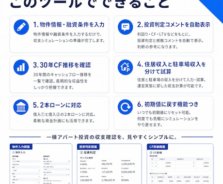 不動産投資CF診断ツールを納品します 物件購入前の収支判断をサポート イメージ2