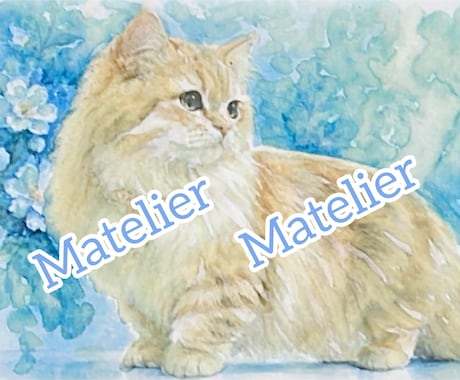 オーダーでペット、動物の水彩似顔絵を手描きします 世界に一点の作品。特殊ブラシで丁寧に描く。インテリアにも。 イメージ1