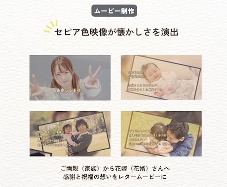 結婚レタームービー【両親から娘への手紙】作ります 花嫁の手紙・両親への手紙・サンクスムービーとしても使用可能！ イメージ2