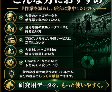 単勝オッズデータ＆結果配当収集代行致します 単勝オッズ＆決着順位など基本情報と結果データの取得代行 イメージ2