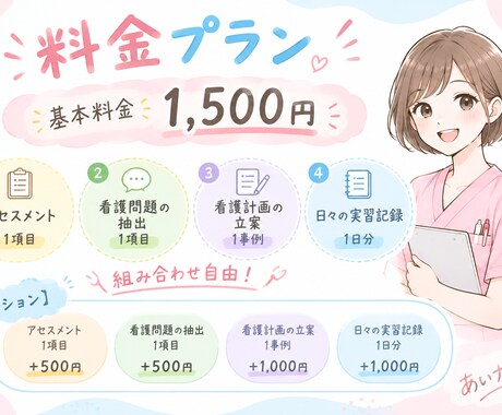 看護実習の記録・アセスメントを一緒に整理します 現役看護師・元実習指導者が、看護問題・看護計画・記録まで対応 イメージ2