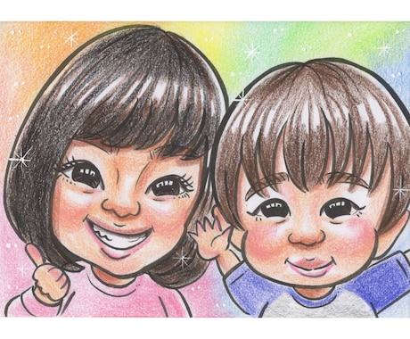 かわいく親しみのある手描き似顔絵お描きします 家族の記念/ウェルカムボード/還暦/古稀/米寿/傘寿/金婚式 イメージ2