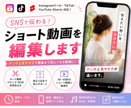 ショート動画を編集します SNSで伝わる動画を丁寧に編集いたします イメージ1