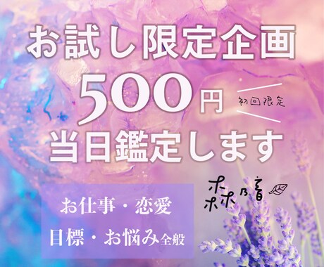 初回限定☆500円でお悩み２つ解決します 【お試し企画】転職/才能開花/人間関係/恋愛悩み☆24h以内 イメージ1