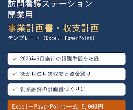 訪問看護の開業用事業計画書・収支計画を販売します イメージ1