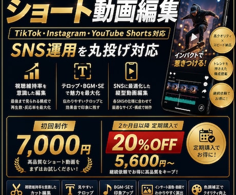 丸投げ対応_ショート動画を編集します YouTube・Instagram・TikTok対応！ イメージ1