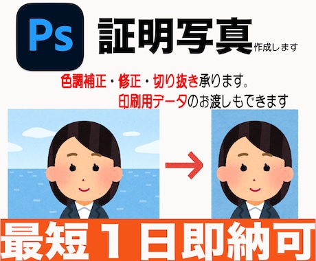 証明写真作成します 顔写真データから作成出来ます。 イメージ1