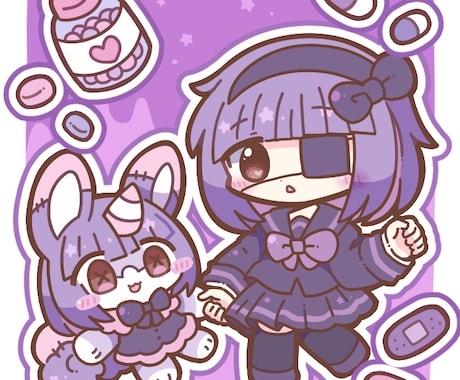 かわいい絵柄で一枚絵描きます 使用用途自由！商用利用も可能です！ イメージ1