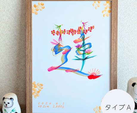 お子様の幸せと開運を願い、花文字で命名書を描きます お客様のご要望に合わせた、世界に一つのオーダーメイド命名書 イメージ2