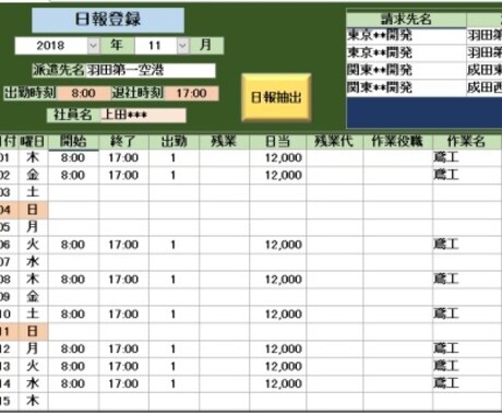 派遣社員の出勤記録を管理します 派遣の出勤記録が簡単に管理できます イメージ1