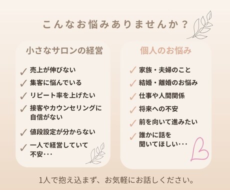 お悩みをお聞きします 「話してよかった」と思える30分を届けます。 イメージ2