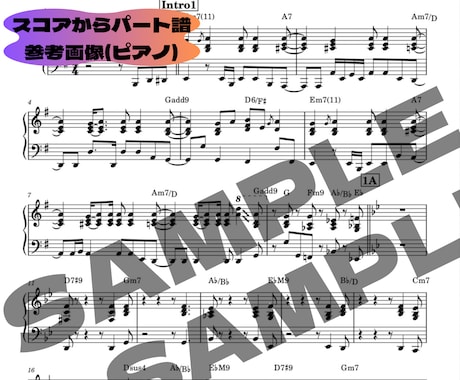 手書き譜面やスコア譜を見やすく綺麗にします 手書きのコード譜やバンドスコアを見やすく丁寧に書き直します！ イメージ2